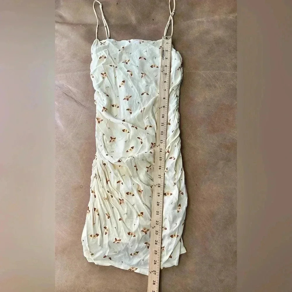 We Wore What Women's Medium Yellow Ronnie Sleeveless Mini Dress Ruched Floral Sm - Picture 4 of 11